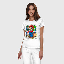 Пижама хлопковая женская Супер Марио, цвет: белый — фото 2