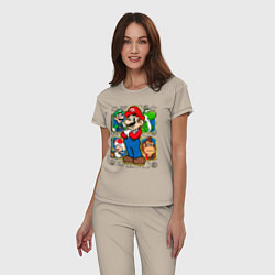 Пижама хлопковая женская Супер Марио, цвет: миндальный — фото 2