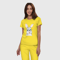 Пижама хлопковая женская Серый кролик, цвет: желтый — фото 2