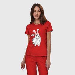 Пижама хлопковая женская Кролик Бендер - 2023, цвет: красный — фото 2