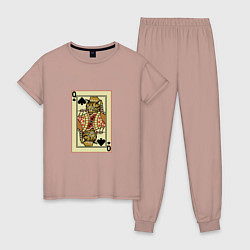 Пижама хлопковая женская Дама кошечка, цвет: пыльно-розовый