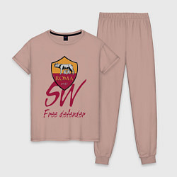 Пижама хлопковая женская Roma - sweeper - Italy, цвет: пыльно-розовый