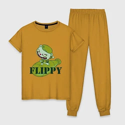 Пижама хлопковая женская Flippy bomb, цвет: горчичный