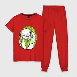 Пижама хлопковая женская Капуста-Нахида, цвет: красный