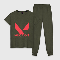 Пижама хлопковая женская Valorant - logo, цвет: меланж-хаки