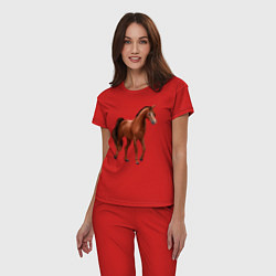 Пижама хлопковая женская Тракененская лошадь, цвет: красный — фото 2