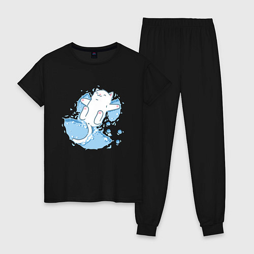 Женская пижама Снежный котоик / Черный – фото 1