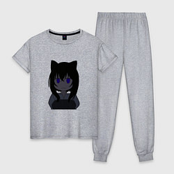 Пижама хлопковая женская Черная кошка Фран, цвет: меланж
