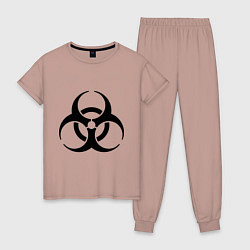 Пижама хлопковая женская Biological hazard, цвет: пыльно-розовый