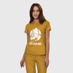 Пижама хлопковая женская Vault boy - join the vault tec, цвет: горчичный — фото 2
