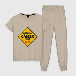 Пижама хлопковая женская Gamer zone - keep out, цвет: миндальный