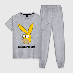 Пижама хлопковая женская Simpboy - rabbit Homer, цвет: меланж