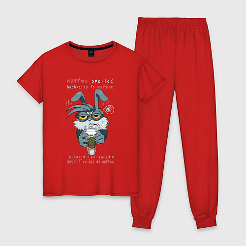 Женская пижама Уставший кролик / Красный – фото 1