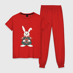 Пижама хлопковая женская Зайка - символ года, цвет: красный