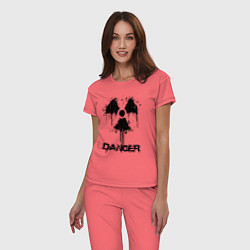 Пижама хлопковая женская Danger radiation symbol, цвет: коралловый — фото 2