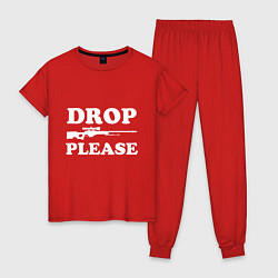 Пижама хлопковая женская Drop AWP Please, цвет: красный