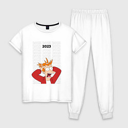 Пижама хлопковая женская Футурама 2023, цвет: белый