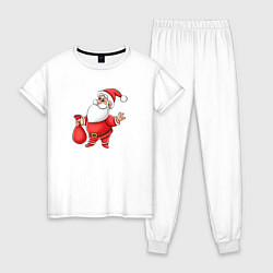 Пижама хлопковая женская Красный Дедушка Мороз, цвет: белый