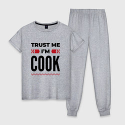 Пижама хлопковая женская Trust me - Im cook, цвет: меланж