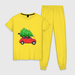 Женская пижама Новогодняя машина с праздничной елкой
