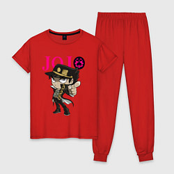 Пижама хлопковая женская Дзётаро Кудзё - character - stylization, цвет: красный