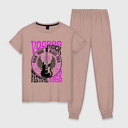 Пижама хлопковая женская Гитара с крыльями voodoo rock, цвет: пыльно-розовый
