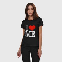 Пижама хлопковая женская I love me, цвет: черный — фото 2
