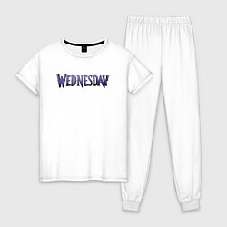 Пижама хлопковая женская Logotype Wednesday, цвет: белый