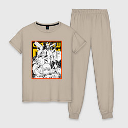Пижама хлопковая женская Chainsaw Man Аса Митака, цвет: миндальный