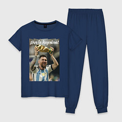 Пижама хлопковая женская Lionel Messi - world champion - Argentina, цвет: тёмно-синий