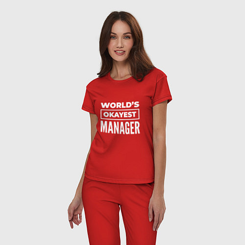 Женская пижама Worlds okayest manager / Красный – фото 3