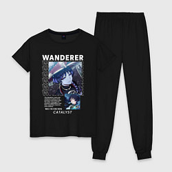 Пижама хлопковая женская Wanderer Странник, цвет: черный