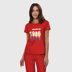 Пижама хлопковая женская Made in 1986 liquid art, цвет: красный — фото 2