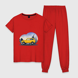 Пижама хлопковая женская Lada Niva 4x4, цвет: красный