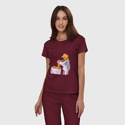 Пижама хлопковая женская Пчеловод и его пасека, цвет: меланж-бордовый — фото 2
