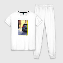 Пижама хлопковая женская Volkswagen в закат, цвет: белый
