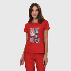 Пижама хлопковая женская Аниме эмоции, цвет: красный — фото 2
