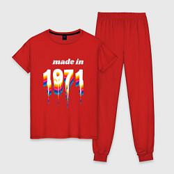 Пижама хлопковая женская Made in 1971 liquid art, цвет: красный