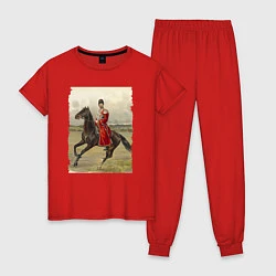 Пижама хлопковая женская Николай II на коне, цвет: красный
