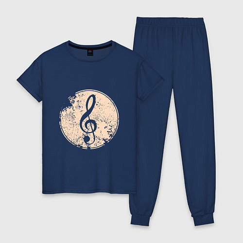 Женская пижама Музыка - скрипичный ключ / Тёмно-синий – фото 1