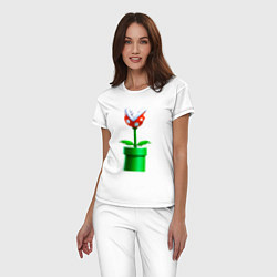 Пижама хлопковая женская Марио Растение Пиранья, цвет: белый — фото 2