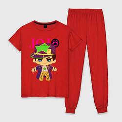 Пижама хлопковая женская Little Jotaro Cujo - JoJo Bizarre Adventure, цвет: красный