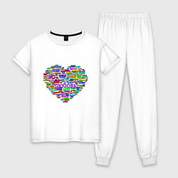 Женская пижама Валентинка - сердце: любовь на разных языках