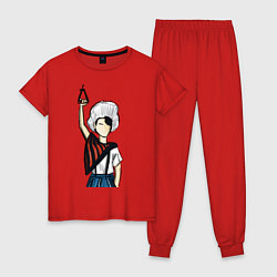 Пижама хлопковая женская Хан стрей кидс, цвет: красный