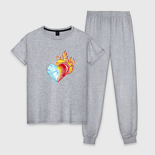 Женская пижама Лёд и пламя Сердце / Меланж – фото 1