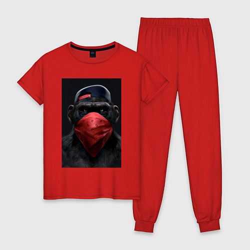 Женская пижама Брутальная обезьяна в повязке / Красный – фото 1