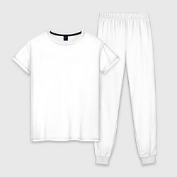 Пижама хлопковая женская Стикеры, смайлик, штрихкод, цвет: белый