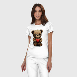 Пижама хлопковая женская Влюбленный медвежонок, цвет: белый — фото 2