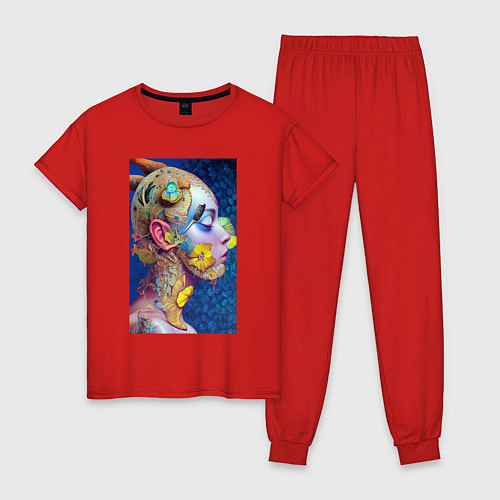 Женская пижама Гордая мадонна - нейросеть - fantasy / Красный – фото 1