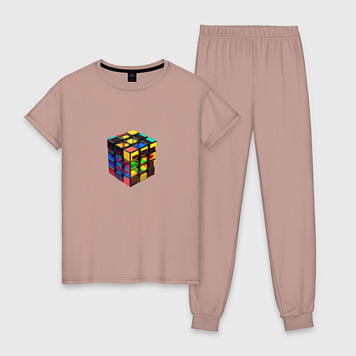Женская пижама Кубик-рубик / Пыльно-розовый – фото 1